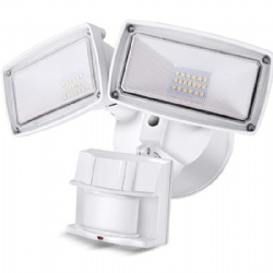 Homestar White Two Heads LED Security Flood Light Outdoor Light with Sensor, 28W,2800Lm, 120V, ETL&DLC Listed