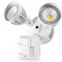 Homestar White Two Heads LED Security Flood Light Outdoor Light with Sensor, 20W,2000Lm, 120V, ETL&DLC Listed